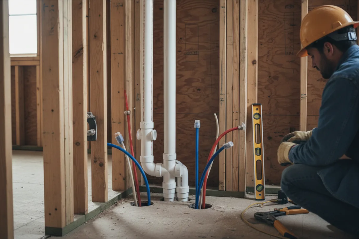 Drain and supply rough-in during Garbage Disposal Repair in Boone Grove
