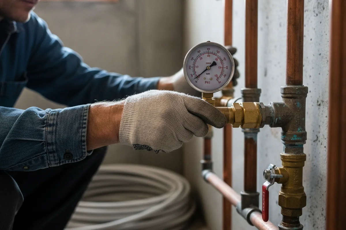 Pressure testing a repaired line during Water Line Repair in Boone Grove